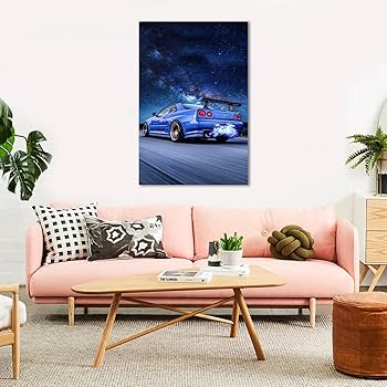 Amazon｜ALLUCKII GTR ポスター スカイライン GTR R34 ブルー