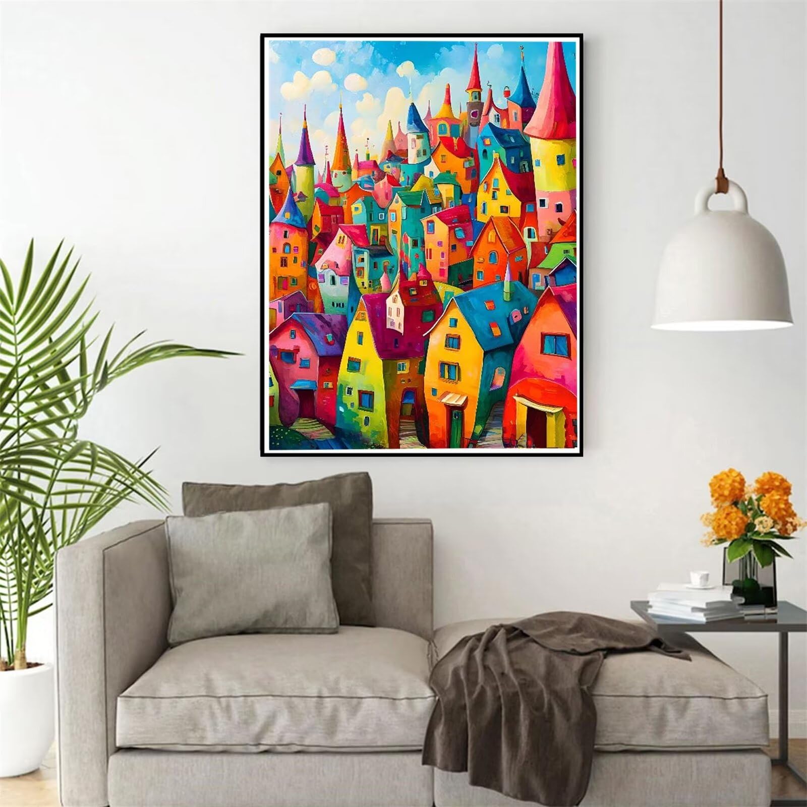 5D Diamant Painting „Bunte Stadt“ – DIY Kit, 30x90 Cm, Rundbohrer, Vollbohrer