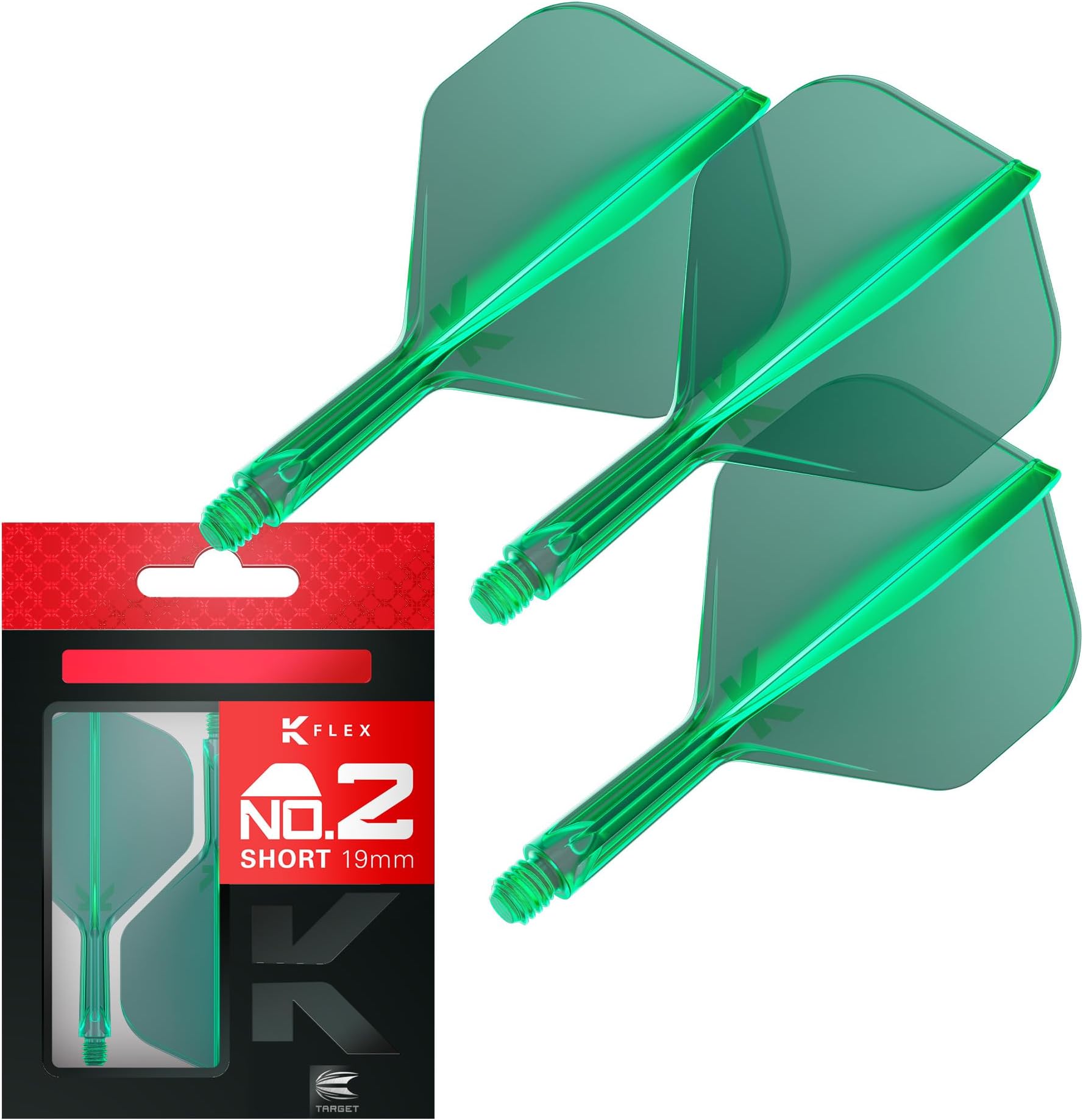 Target Darts K Flex Integrated Dart Flights And Shafts, No.2 | Pack Of 3 K-Flex - No2, Kflex All In One Moulded Dart Flight & Stem Lengths: Short, Intermediate & Medium | Professional Dart Accessories
