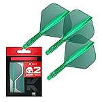 Target Darts K Flex Integrated Dart Flights and Shafts, No.2 Green (Short) | Pack of 3 K-Flex - No2, Kflex All in One Moulded Dart Flight & Stem | Professional Dart Accessories