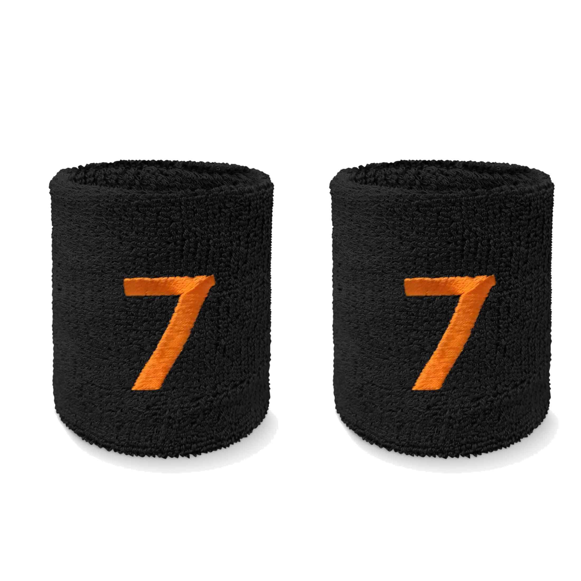 Couver Women Black Number 7 Sports/Athletic Terry Cloth Sweat Wristband, 1 Pair