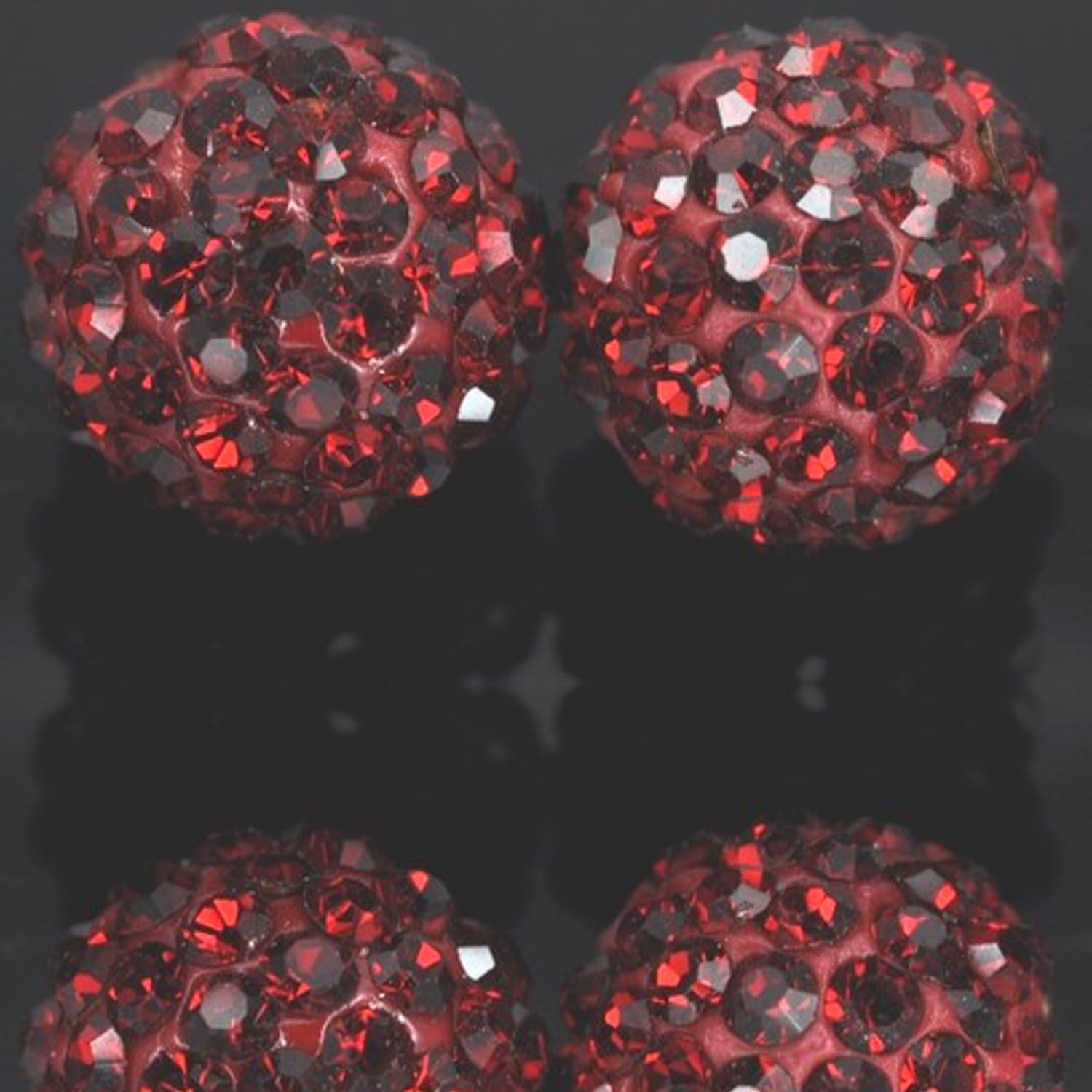 RUBYCA Pave Czech Crystal Disco Ball Clay Beads fit Shamballa Jewelry (50pcs, 8mm, Dark Red)