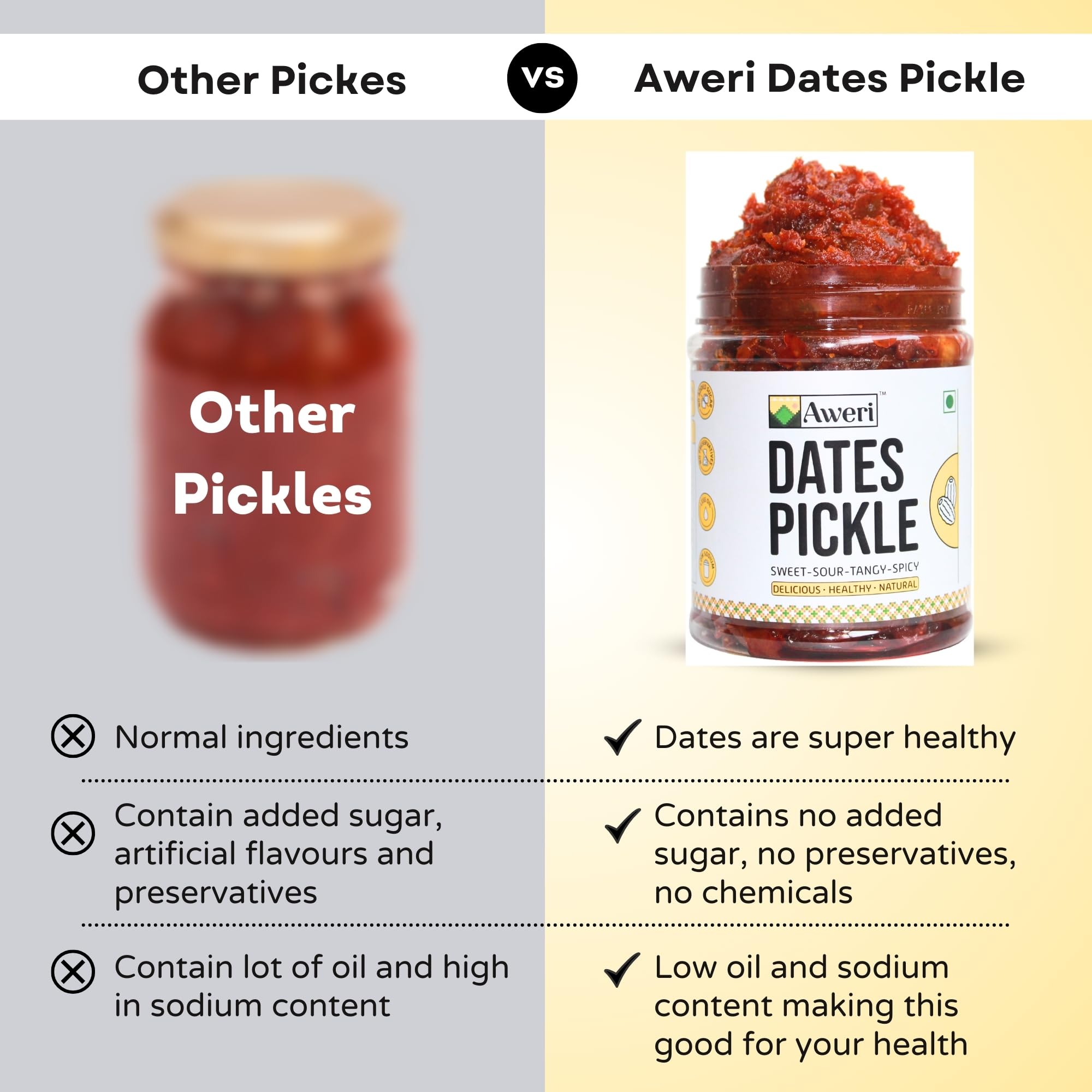 Aweri Dates Pickle (400g) | Khajoor Ka Achaar | Includes Sheesham Wooden Spoon | Traditional Homemade Taste | No Preservatives | No Vinegar | Made with Mustard Oil | 4