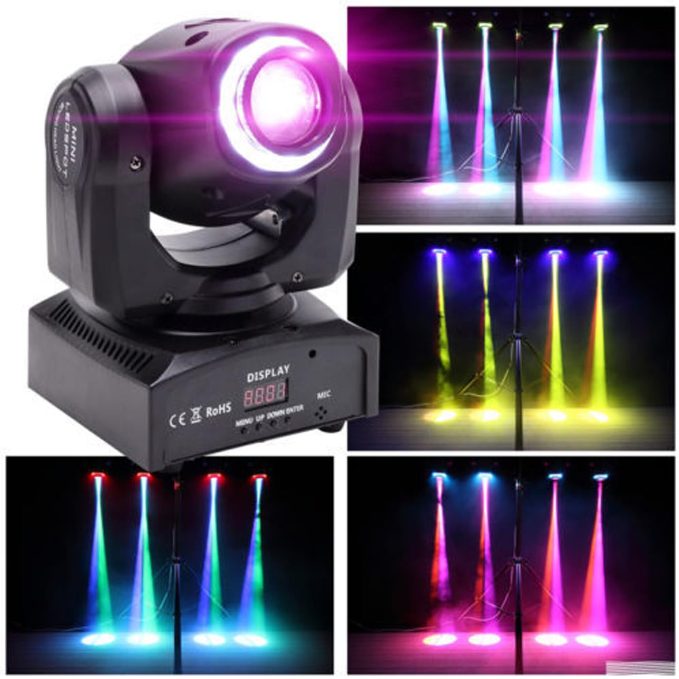 Attrezzatura per luci a Testa Mobile per DJ, Luce da palco a LED DMX con Controller DMX-512, semovente, Controllo vocale, luci da Discoteca per Interni per Feste, Matrimoni, Bar, spettacoli dal Vivo