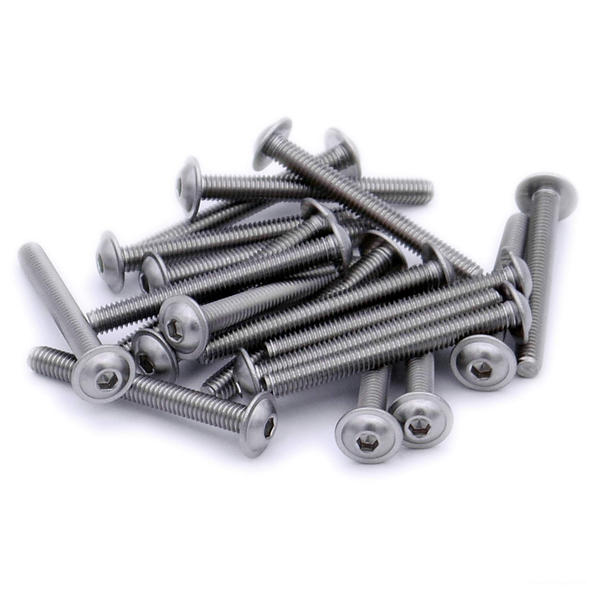 Singularity Supplies Silver M4 (4Mm X 4Mm) Flanged Hex Socket Button Machine Screw (Bolt) - Stainless Steel (A2) (Pack Of 20)