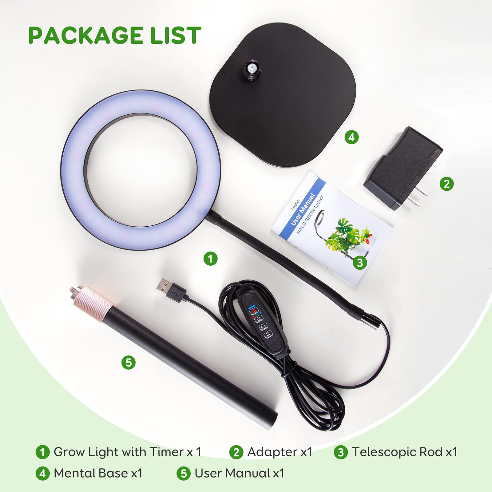 COKOLILA Neueste 80 LED 5V3A Pflanzenlampe LED Vollspektrum, Desk 360° verstellbarer flexibler Schlauch Pflanzenlicht, 3/9/12 Auto-Timer, 30-63 cm Teleskopstange Grow Light für Zimmerpflanzen