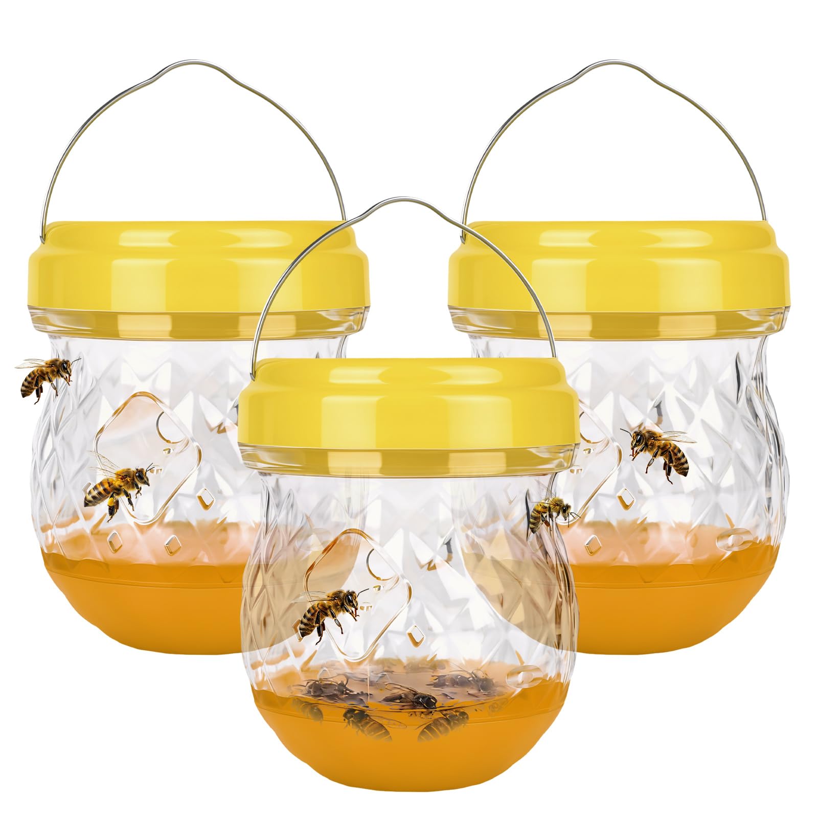 3 Pack Wasp Trap Effective Wasp Nest Killer Traps Hanging for Outdoor-Indoor, Reusable Yellow Jacket Traps Killer, Hornet Trap, Bee Catcher Insect Control for Garden Outdoor Courtyard