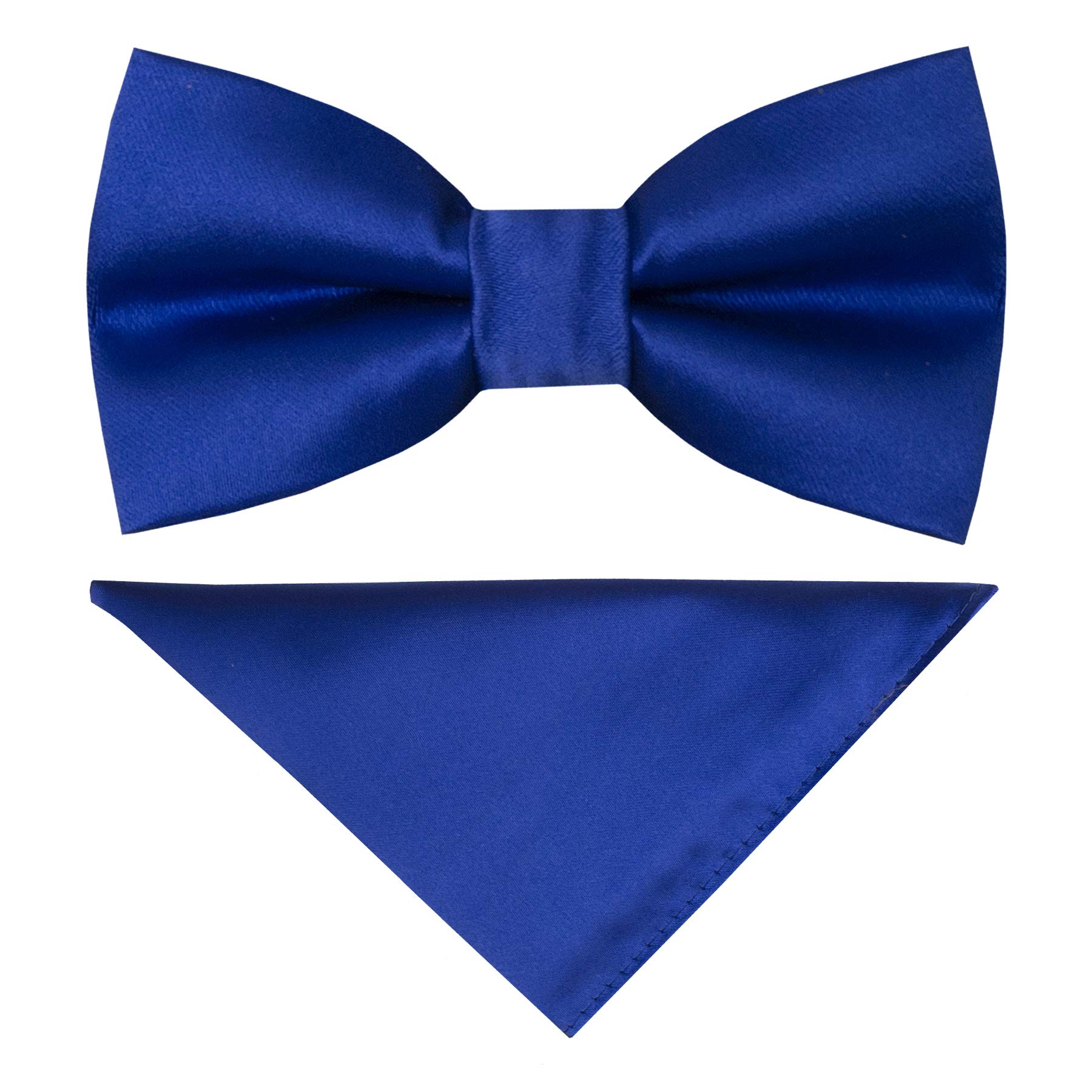Ties R Us Men's Royal Blue Plain Handmade Bow Tie And Pocket Square Set