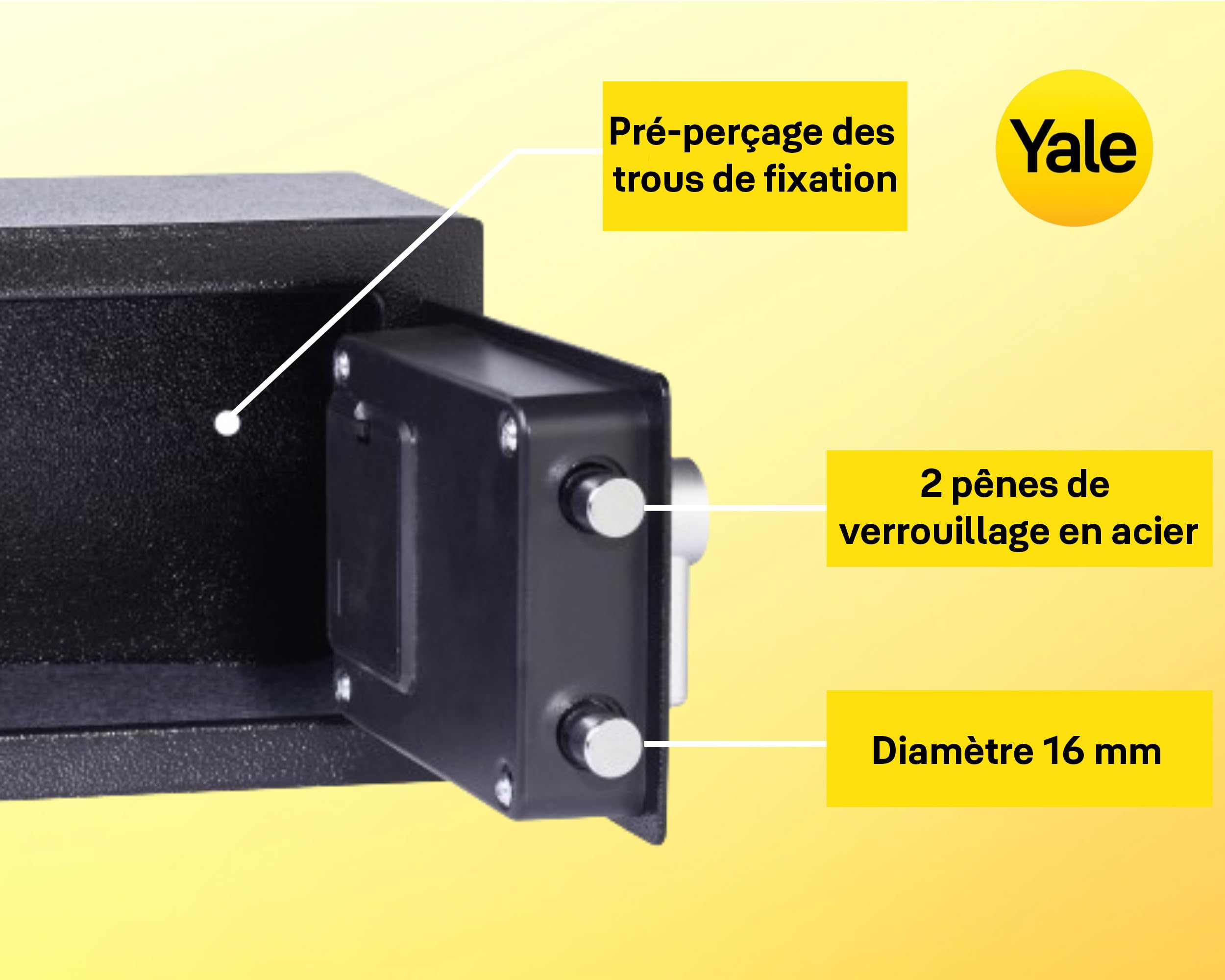 Yale Coffre-Fort Électronique - Compact 3.8L - Serrure 100 000 Combinaisons, verrou électronique Code 3 à 8 Chiffres - Dimensions 170x230x170mm YSV/170/DB2