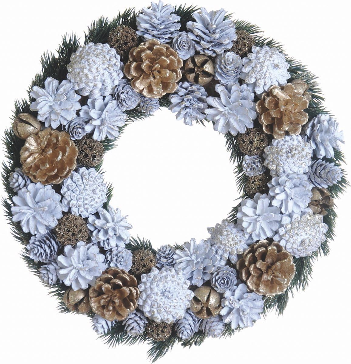Naturn Chistmas - Corona de Navidad (33 cm de diámetro, redonda, decoración navideña), color blanco