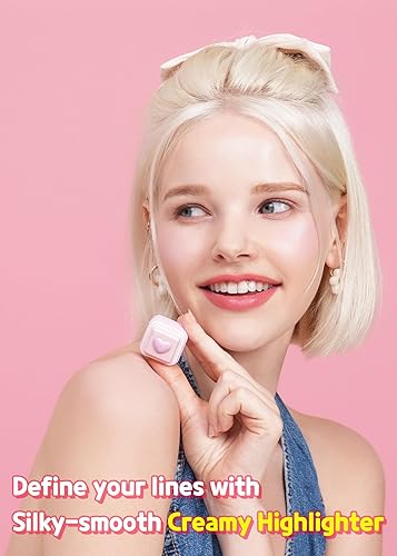 Miniatura 4 de COLORGRAM Milk Bling Heartlighter 01 Peach Heart  Resaltador cremoso versátil sedoso con acabado brillante, brillo suave y natural, perfecto para