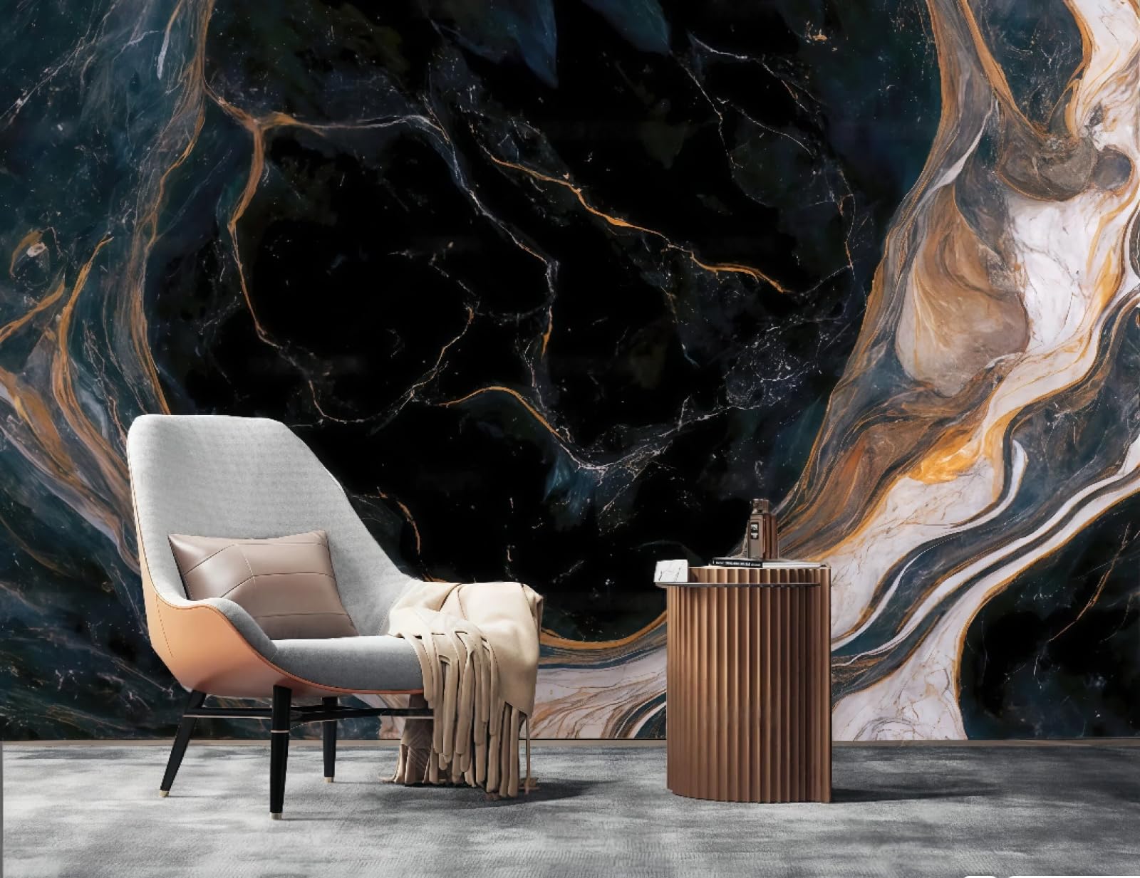 Nowoczesna trójwymiarowa tapeta falista tłoczony abstrakcyjny marmur brązowy i czarny telewizor sofa tło tapeta ścienna salon restauracja kawiarnia, 3D, 430x300cm
