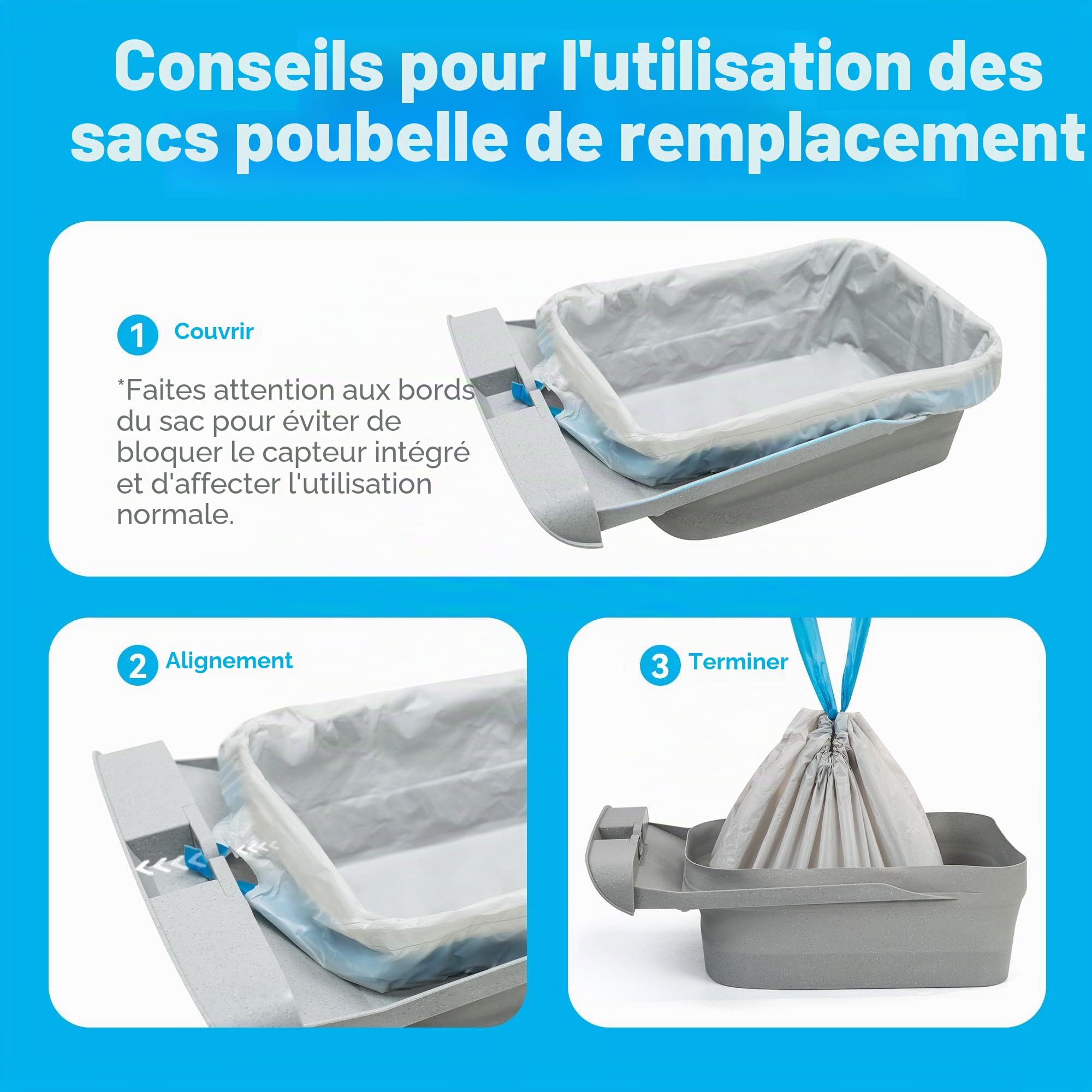 M1 Litière Auto-nettoyante à Couvercle Ouvert pour Chat (M1 Sacs à Poubelle)