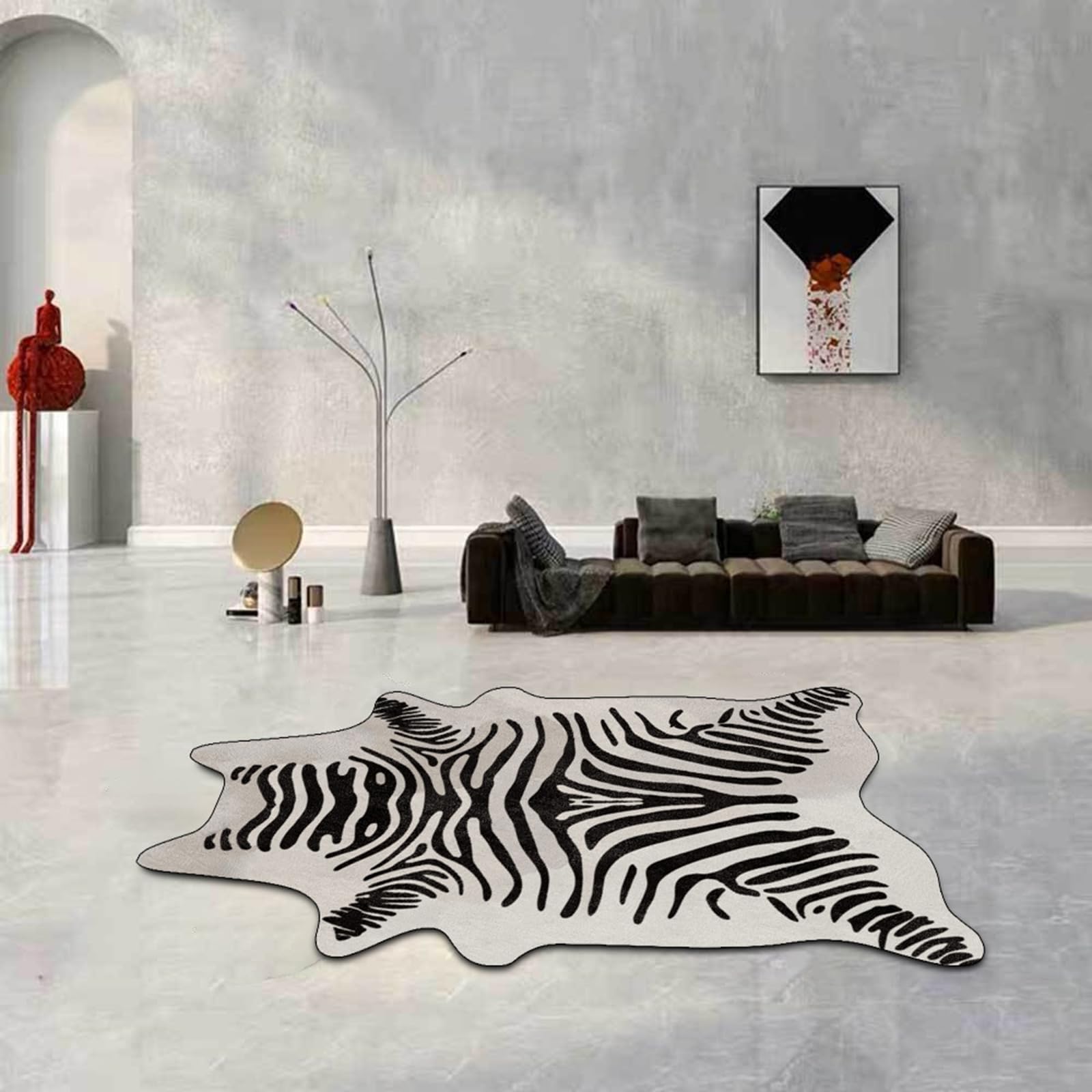 Tapis De Salon Imprimé ZèBre,Tapis Imprimé ZèBre Imitation,Imprimé Animal Tapis pour La Maison,Texturé,LéGer,Facile à Utiliser,Lavable,AntidéRapant,Convient pour Maison,Bureau,Salon
