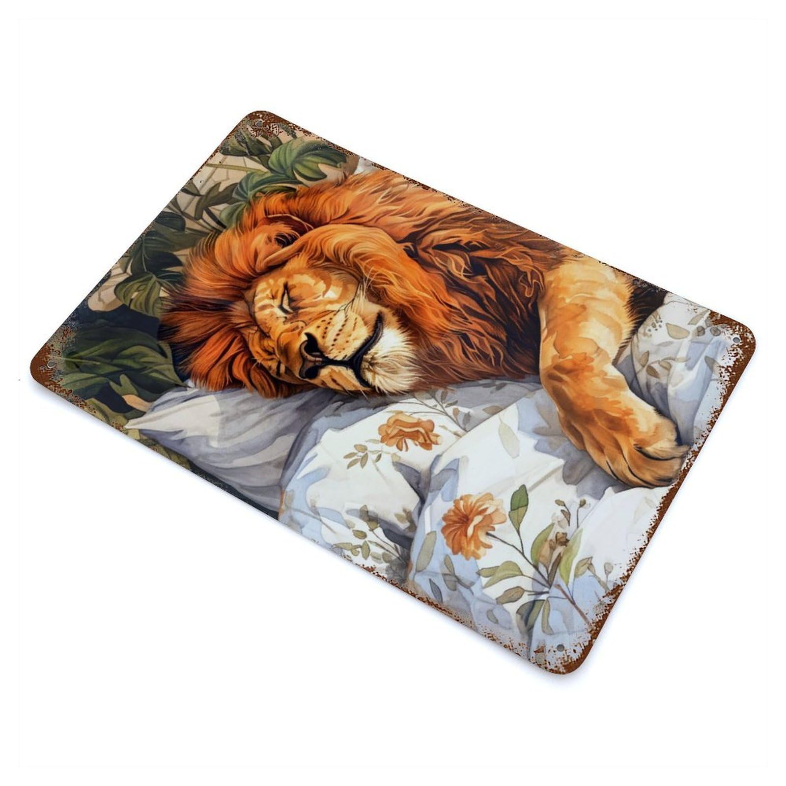 Garage Style Lion Wild Cat Animal Art Vintage Rust Metal Sign 11.8"x7.9", Rustic Home Decor for Bar And Workshop