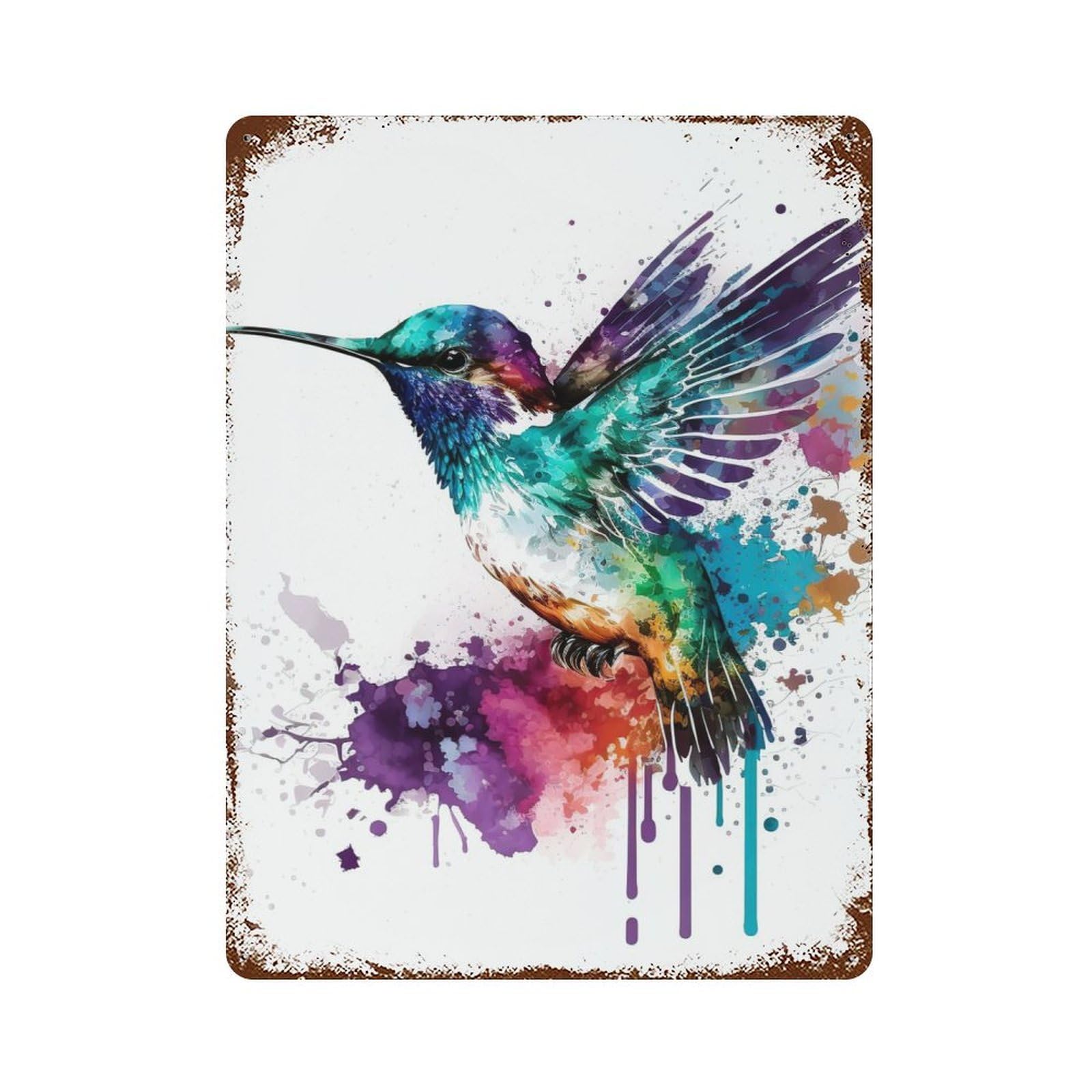 Watercolor Bird Vintage Metal Tin Sign 15.7"x11.8", for Cafe, Home Bar And Lounge Decor, Vintage Wall Decor