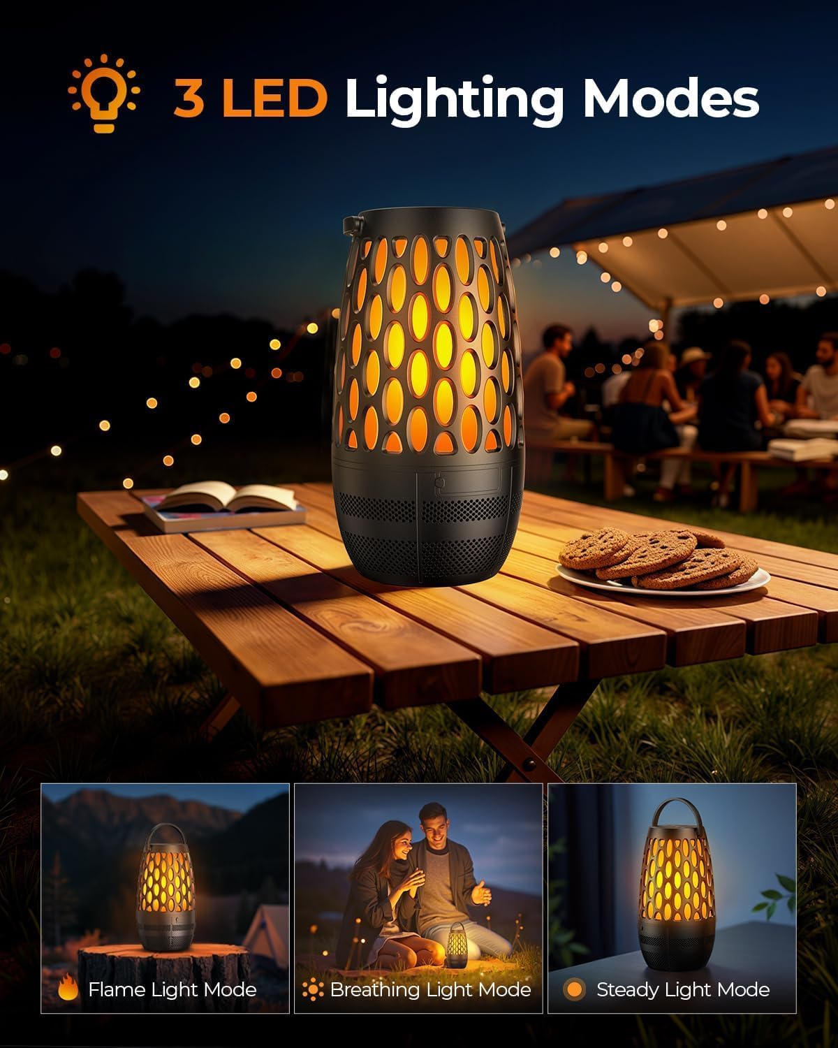 ANTPO 2-Pack Outdoor Speakers with Lights, Mens Gifts for Birthday,Waterproof Portable Bluetooth Speaker,HD Stereo Sound, Multi-Sync up to 100 Speakers Auto-Pairing for Patio/Pool/Camping Cool Gadgets
