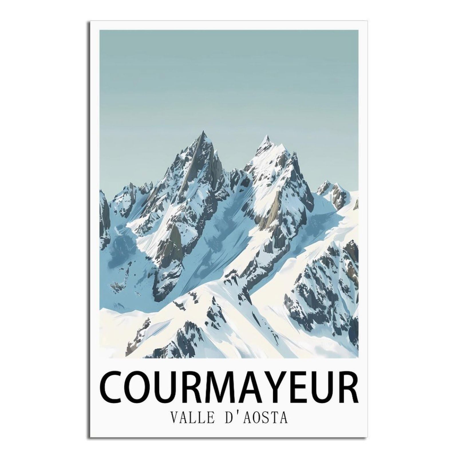 SLJGINEU Courmayeur Valle D'aosta Vintage Travel Posters 20x30inch(50x75cm) Canvas Wall Art Print Modern Painting Poster for Living Room Decor