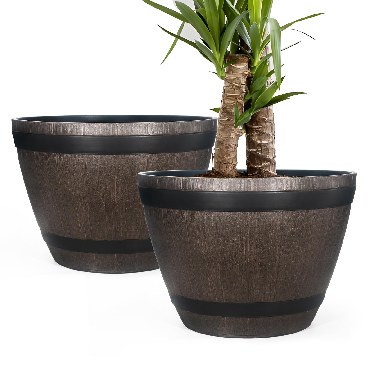 GameXcel Large Whiskey Barrel Planter
