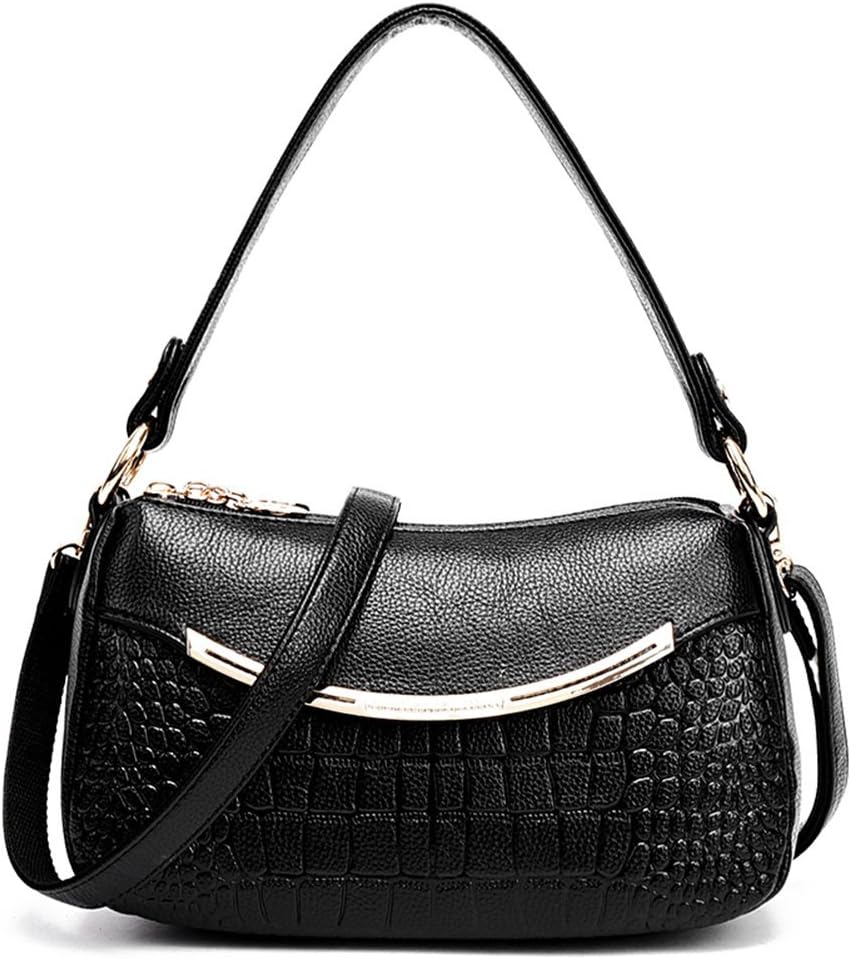 Ladies Soft Leather Elegent Shopping Purses Crossbody Shoulder Bag Luxury Wallet Handbag-Black
