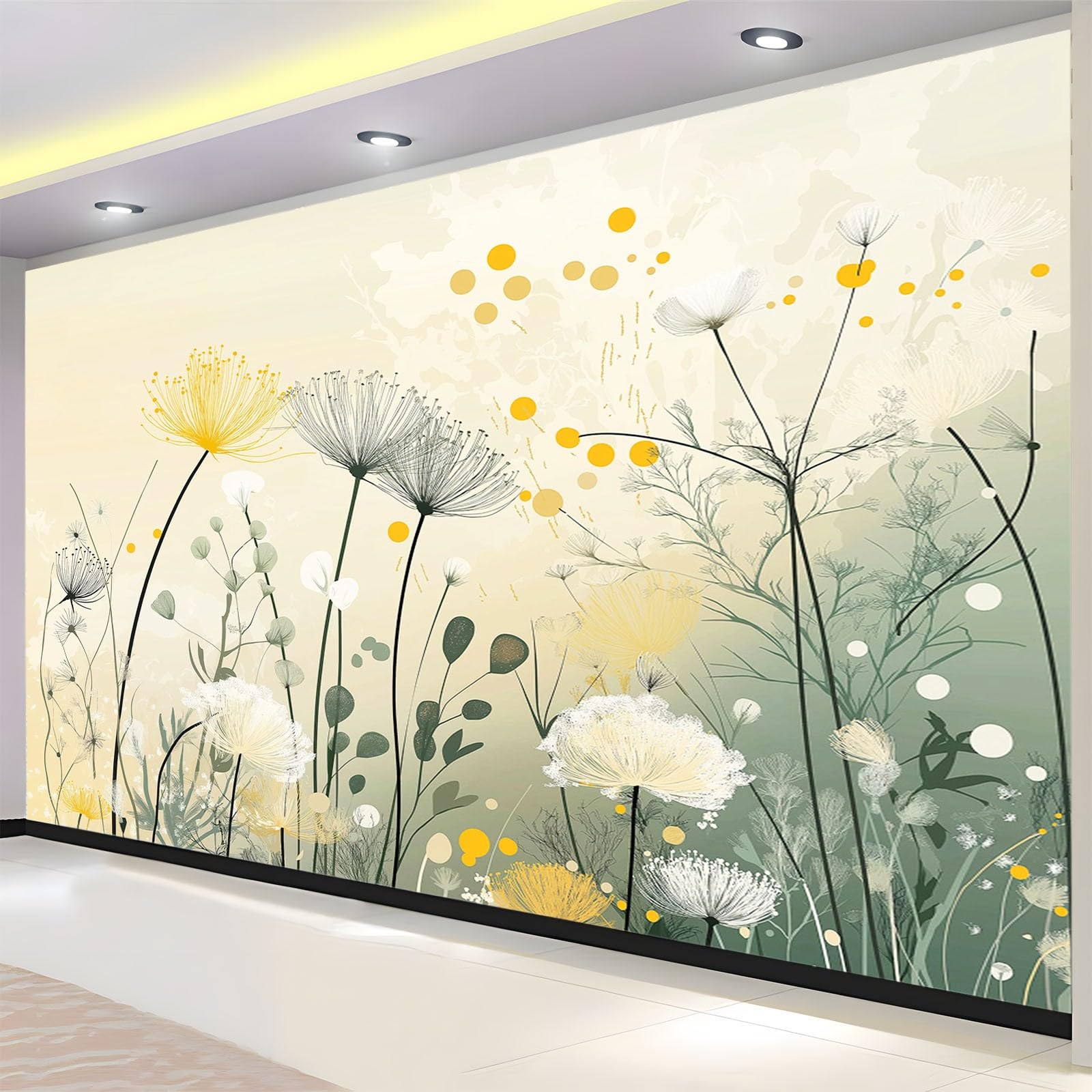 Générique Papier Peint Panoramique Fleurs Sauvages Plantes Fleurs 250x175 cm Papier Peint Intissé Mural, Poster Geant Mural 3D, pour Salon Chambre d'enfants restaurant Décoration Murale