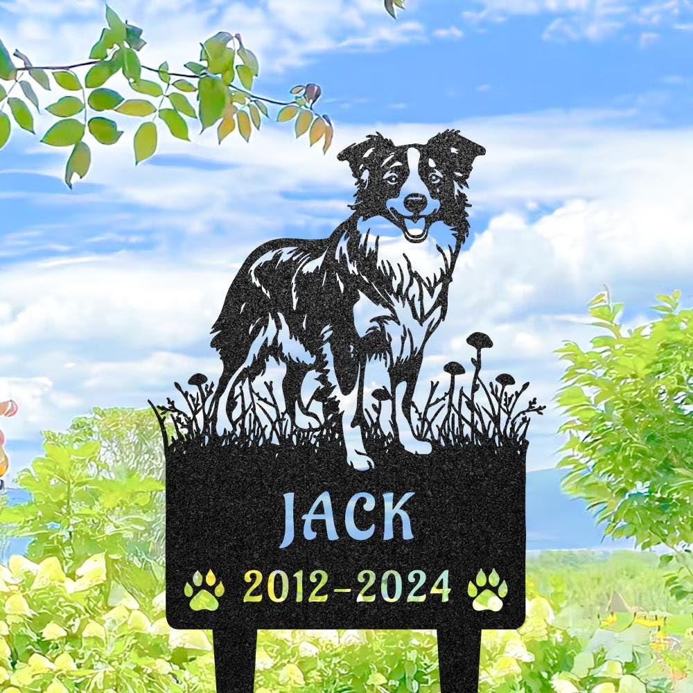 Personalised Border Collie Dog Garden Sign, Custom Metal Name Sign, Garden Ornament, Pet Cemetery Decor, Border Collie Gift, Backyard Decor, Pet Cemetery Decor, Pet Tribute