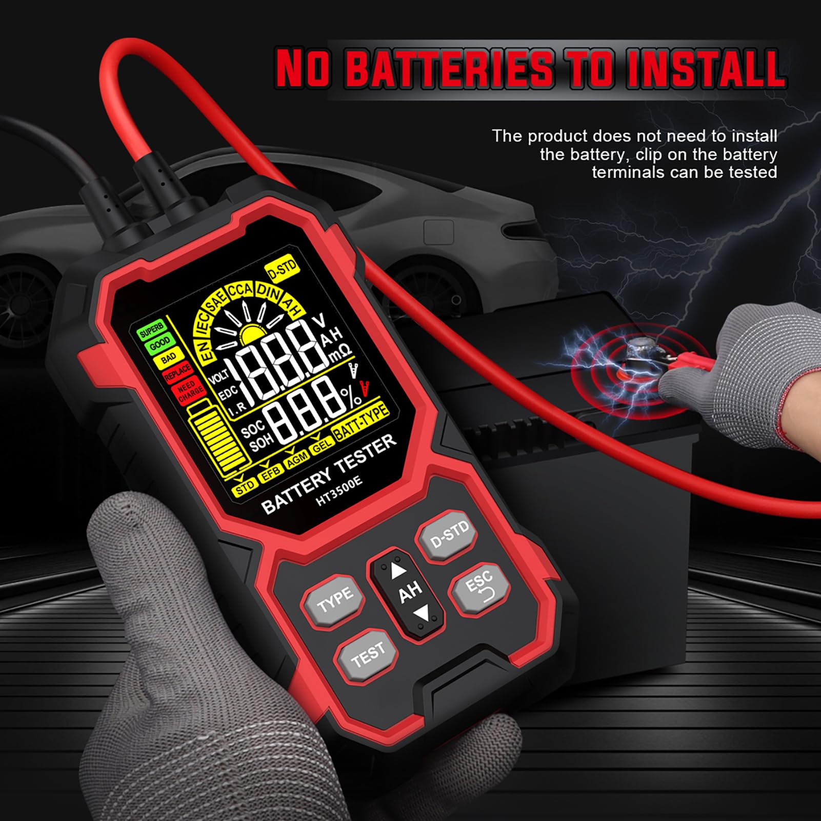 ViaGasaFamido Tester Akumulatora Samochodowego 12V 24V, Tester Obciążenia