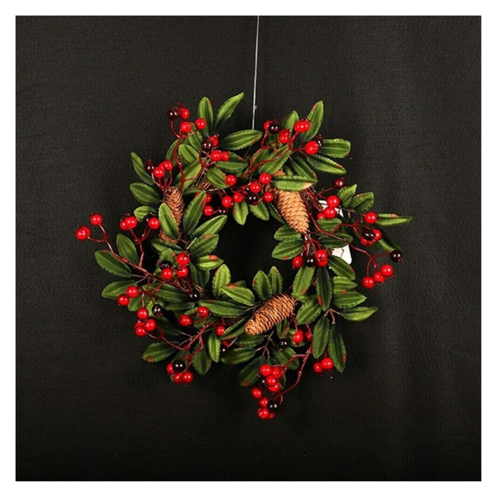 Couronne de Noël artificielle de 40cm avec pommes de pin pour porte et maison