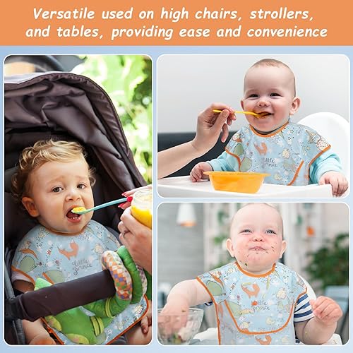 Miniatura 6 de Baberos impermeables para niños y niñas, bonitos baberos de silicona para bebés y niños pequeños, sin PVC, BPA y ftalatos, baberos de comida para