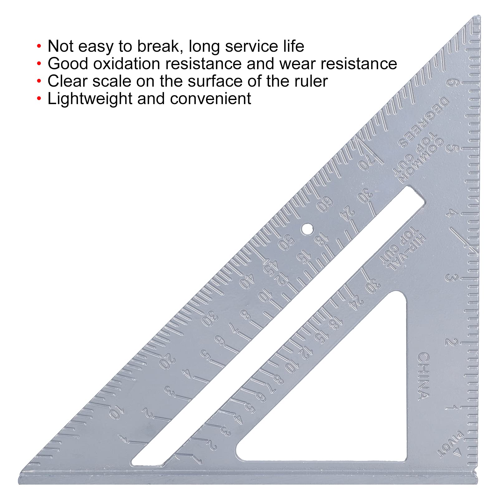 MRKU Righello Triangolare in Lega di Alluminio da 7 Pollici (17,8 cm) con Angoli di 45 e 90 Gradi, Strumento di misurazione Rinforzato, Scala di precisione per la Lavorazione del Legno.