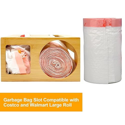 Miniatura 3 de Bilifre - Dispensador de bolsas de basura 2 en 1 extra grande y soporte de almacenamiento para bolsas de comestibles, se adapta a rollos de bolsa de