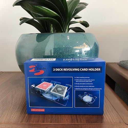 Miniatura 6 de Yuanhe Bandeja giratoria de 2 barajas para naipes giratoria, tarjetero