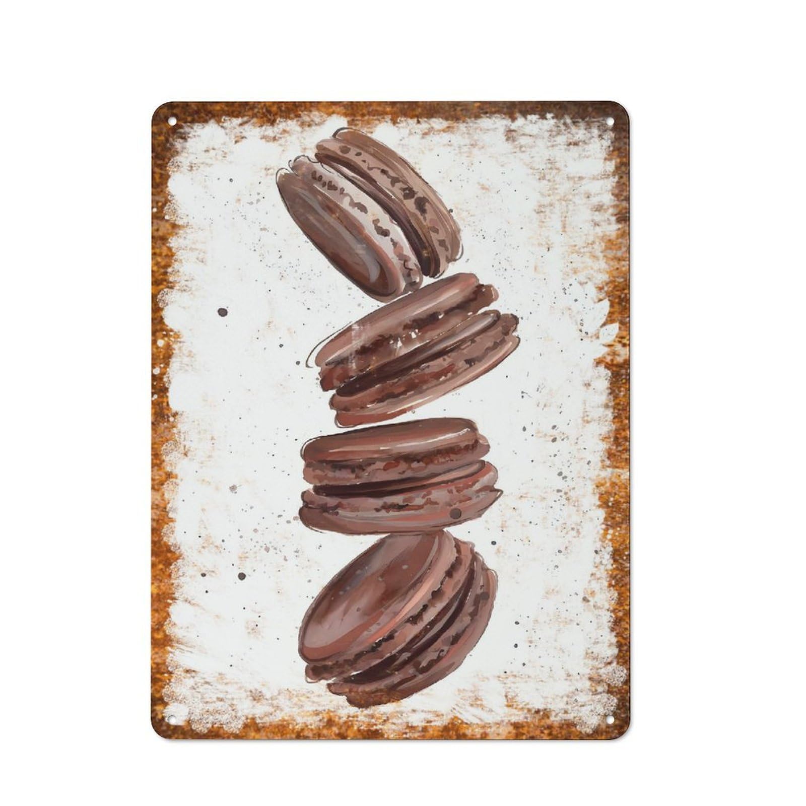 peiyeety Metal Tin Sign Stacked Macarons Pattern Vintage Rustic Wall Art Kitchen Bathroom Bedroom Living Room Cafe Farmhouse Entryway Office Garage Home Bar Laundry Room Porch Patio 6x8 Inch