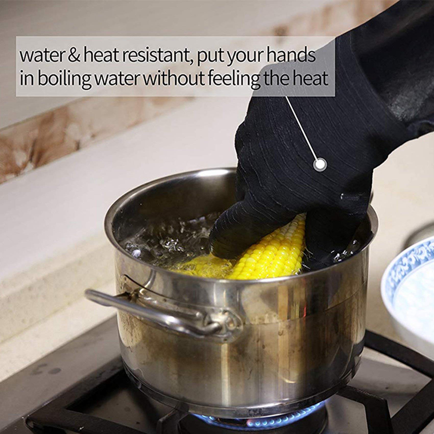 8X Guantes de Alta Temperatura Guantes de Cocina Aislados con Parrillas para Barbacoa/Parrilla/Ahumador