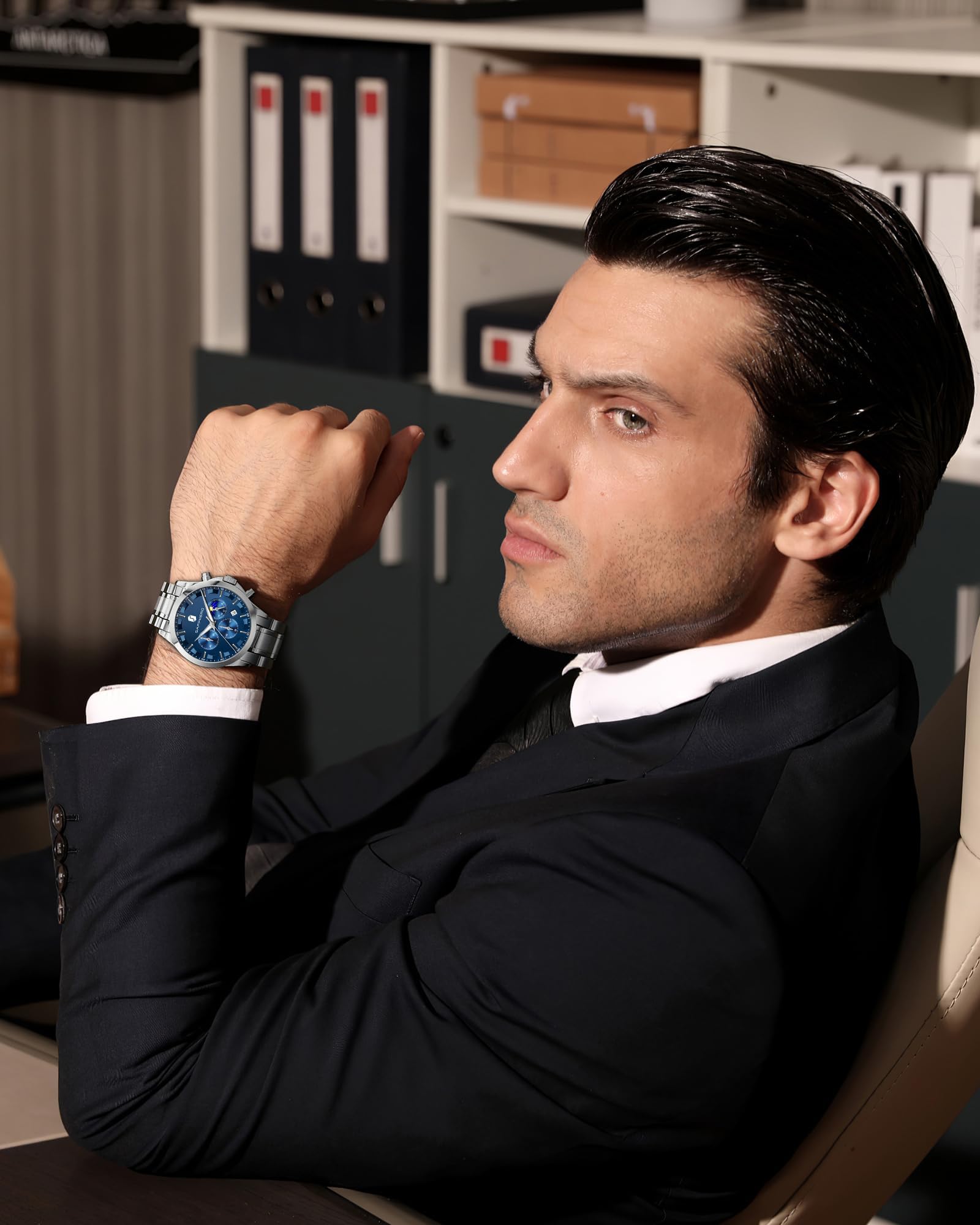 BENYAR by Relojes para Hombre Cronógrafo Indicación de Fecha 50M Reloj de Pulsera Impermeable Reloj de Pulsera clásico para Hombre Relojes analógicos de Cuarzo de Lujo Casual con Correa