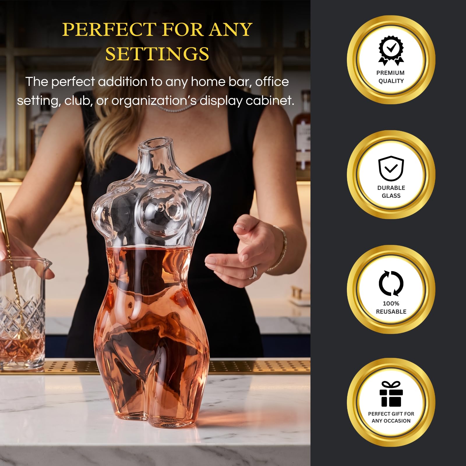 Lady Body Sculpture Whiskey & Wine Decantador Elegante Vidro