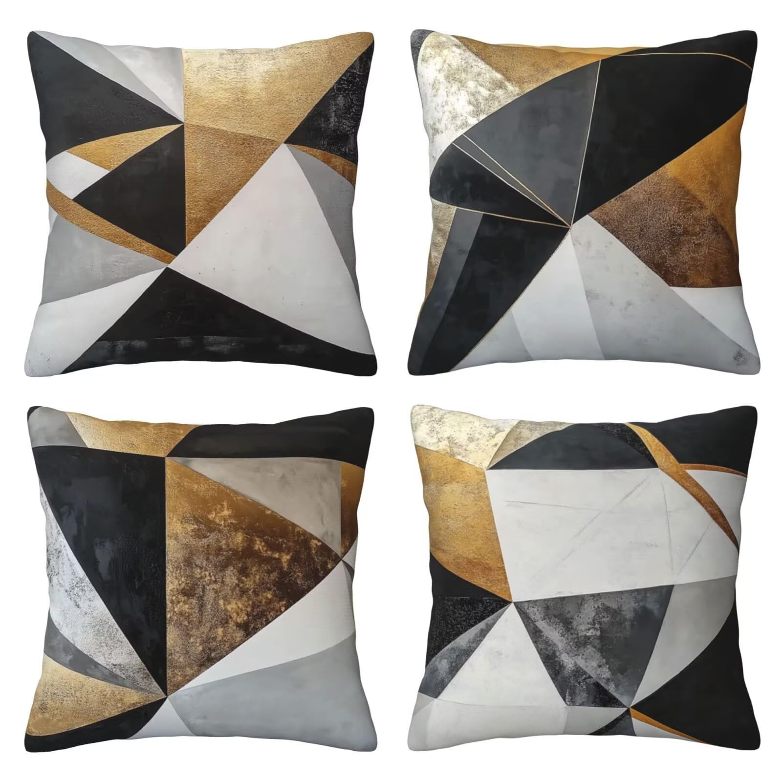 Housse de coussin triangle noir et gris en velours 40x40cm pour décorer le salon