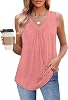 Playera sin mangas para mujer OFEEFAN, holgada, escote en V, verano, fruncida, dobladillo curvo 3