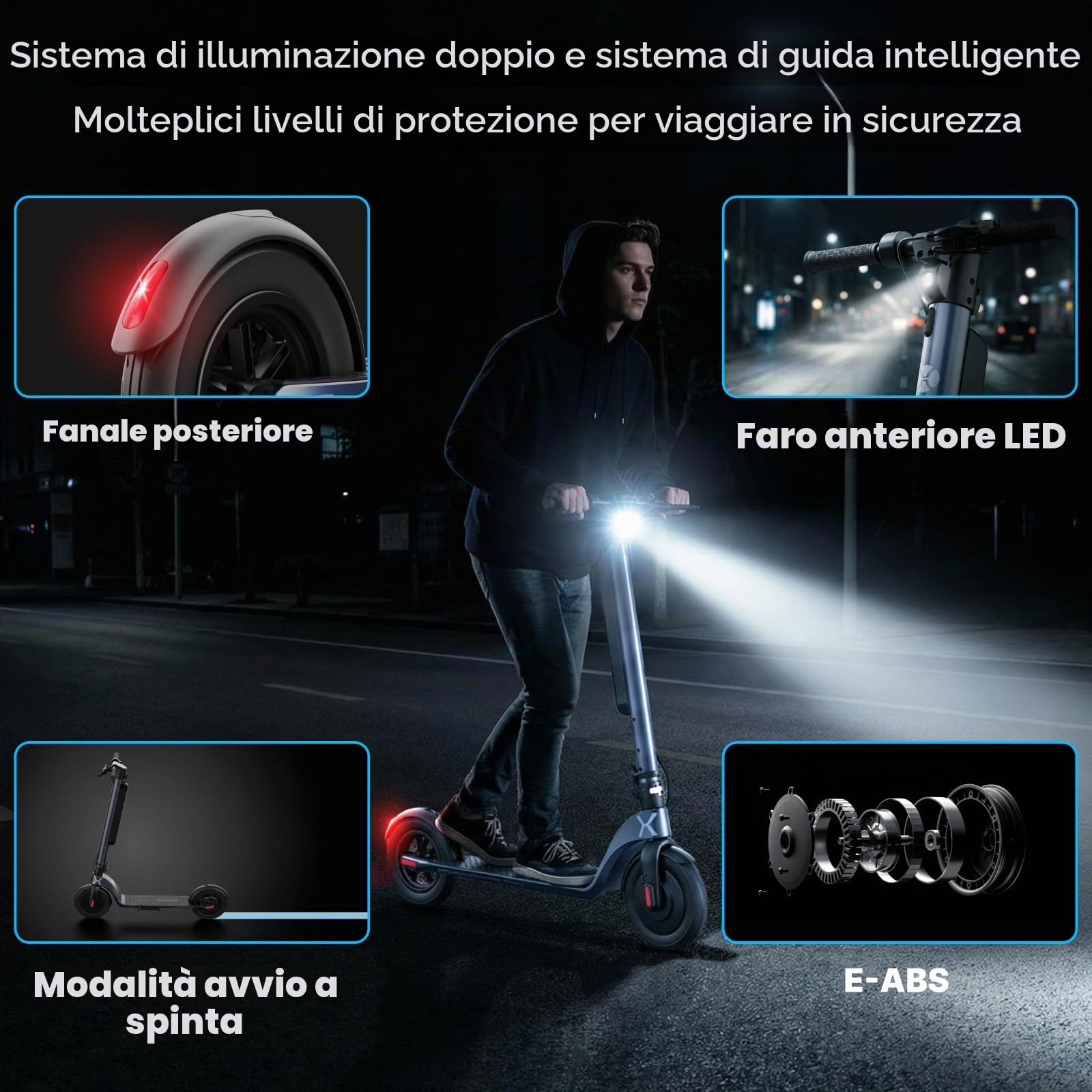 HX X6 Monopattino Elettrico Adulto triplo Pieghevole,Scooter elettrico portatile a zaino,Batteria Rimovibile,350W,25km/h,20-40KM,Display LCD,APP,Doppio Freno,Ruota piena da 5.5'',3 velocità