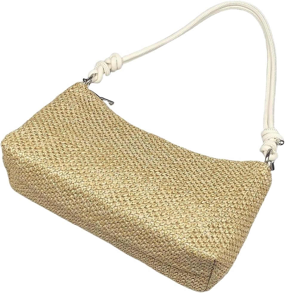 Straw Hobo Handbags for Women Fashion Woven Straw Shoulder Bag for Beach Holiday - Image 3