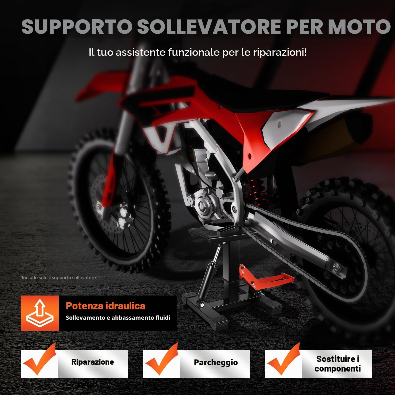 Cavalletto idraulico per moto, ponte sollevatore professionale per moto, supporto per moto, cavalletto universale per moto, portata massima 400 kg