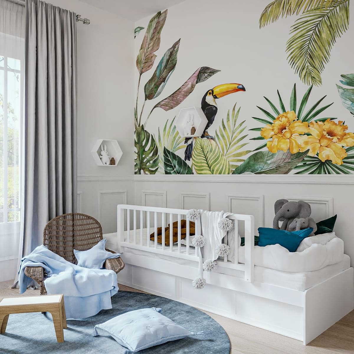 Nordlinger Pro NIDALYS Barrière de lit Bois - Blanc - 90 cm - Norme BS - 100% PEFC