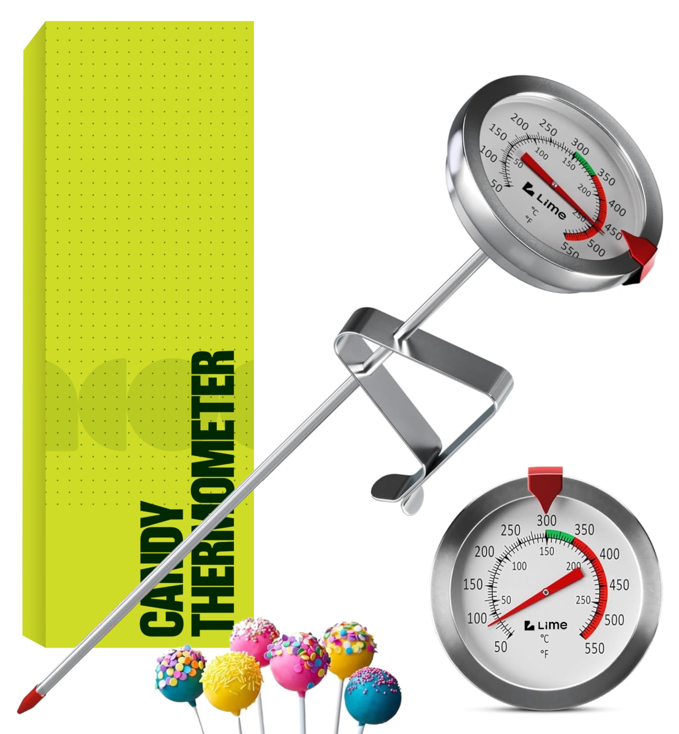 Candy Thermometer with Pot Clip - Deep Fry Oil Thermometer for Frying and Candle Making