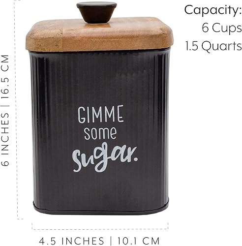 Miniatura 5 de AuldHome Design Recipientes de esmalte negro de granja (juego de 3) recipientes de almacenamiento para café, té y azúcar en esmalte negro y diseño