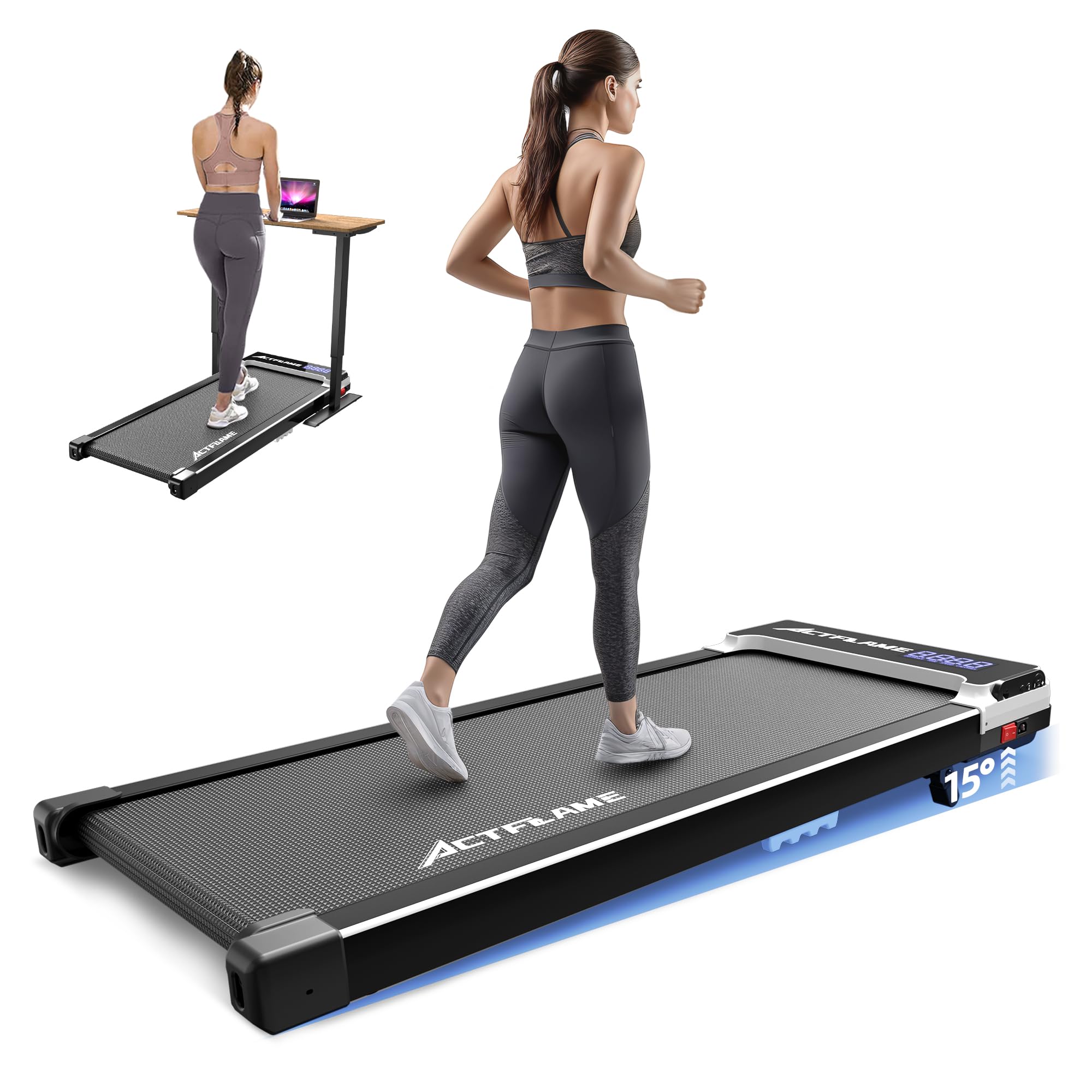 Walking Pad with Incline, Portable Treadmill for Home, 4 in 1 Walking Pad Incline with Remote Control 265LB Capacity, 2.5HP Compact Treadmill with LED Display for Walking and Running