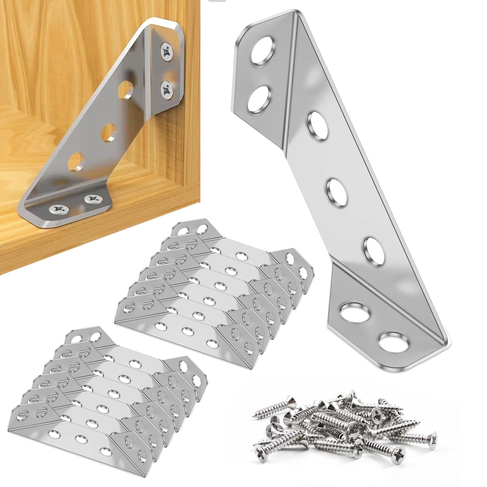 12 PCS Corner Connector, Stainless Steel Corner Connector with 84PCS Screws