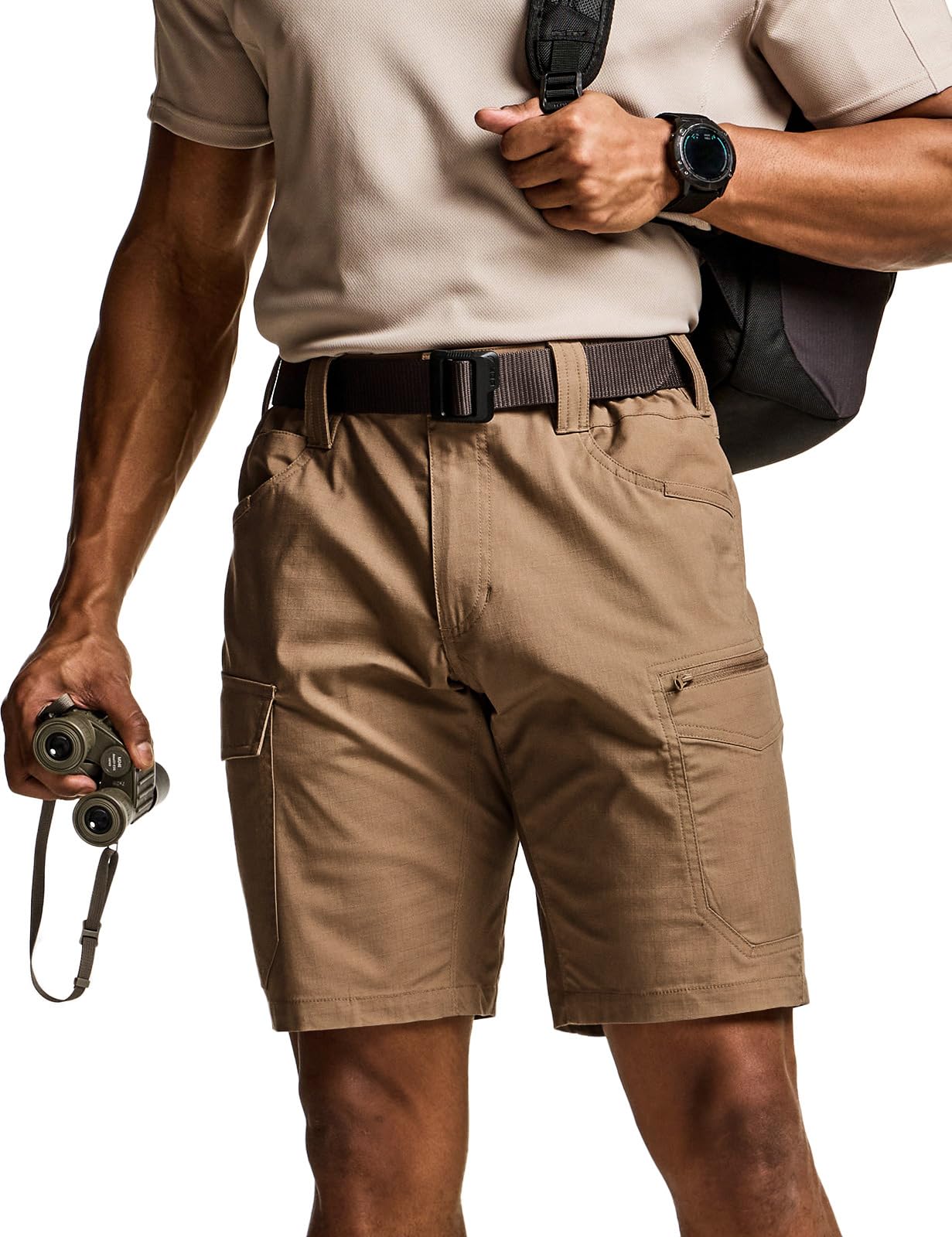 CQR Men's Flex Casual Cargo Shorts, Lightweight Water Resistant Golf Shorts, Stretch Tactical Work Shorts with Multi-Pocket
