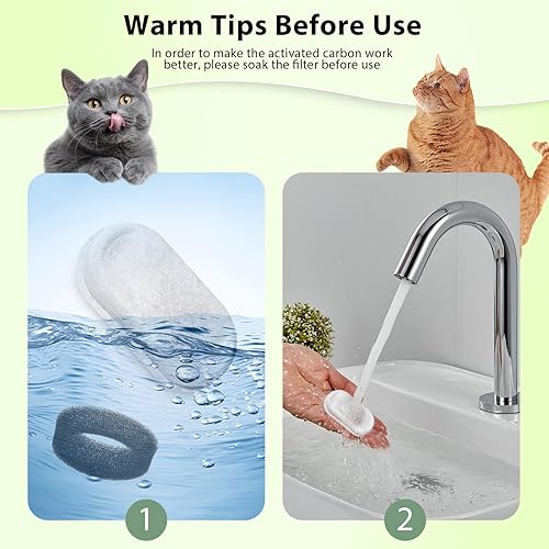 Cat Water Fountain Filters - 24 Pack Cat Fountain Filters for 3.2L/108oz & 2L/67oz Pet Water Fountains, Three-Layer Filtration Replacement Filter(12+12 Pack), Package Amount for 6 Months