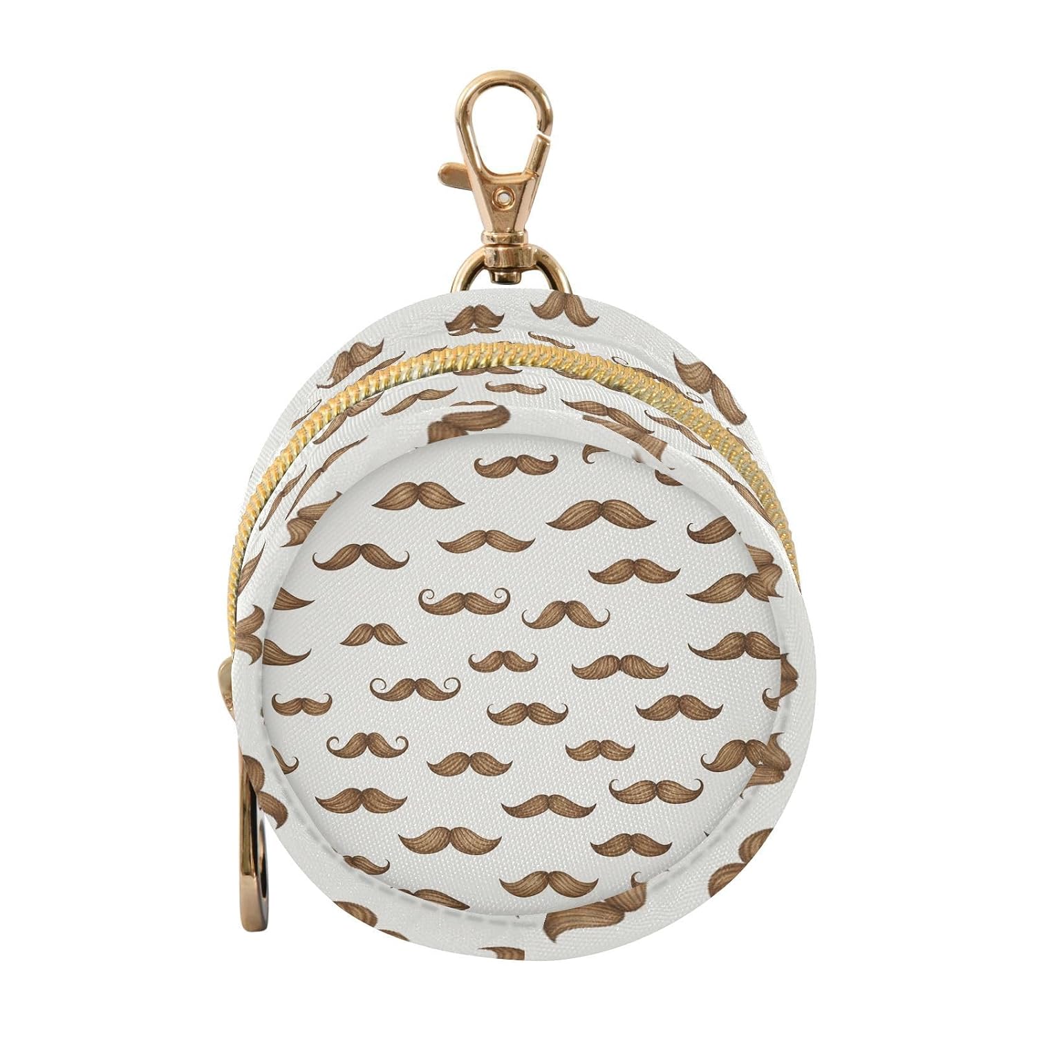 Mustache Print Baby Pacifier Holder Case with Clip Portable Pacifier Storage Organizer Round Container Pouch Box Fits Diaper Bag Stroller Purse
