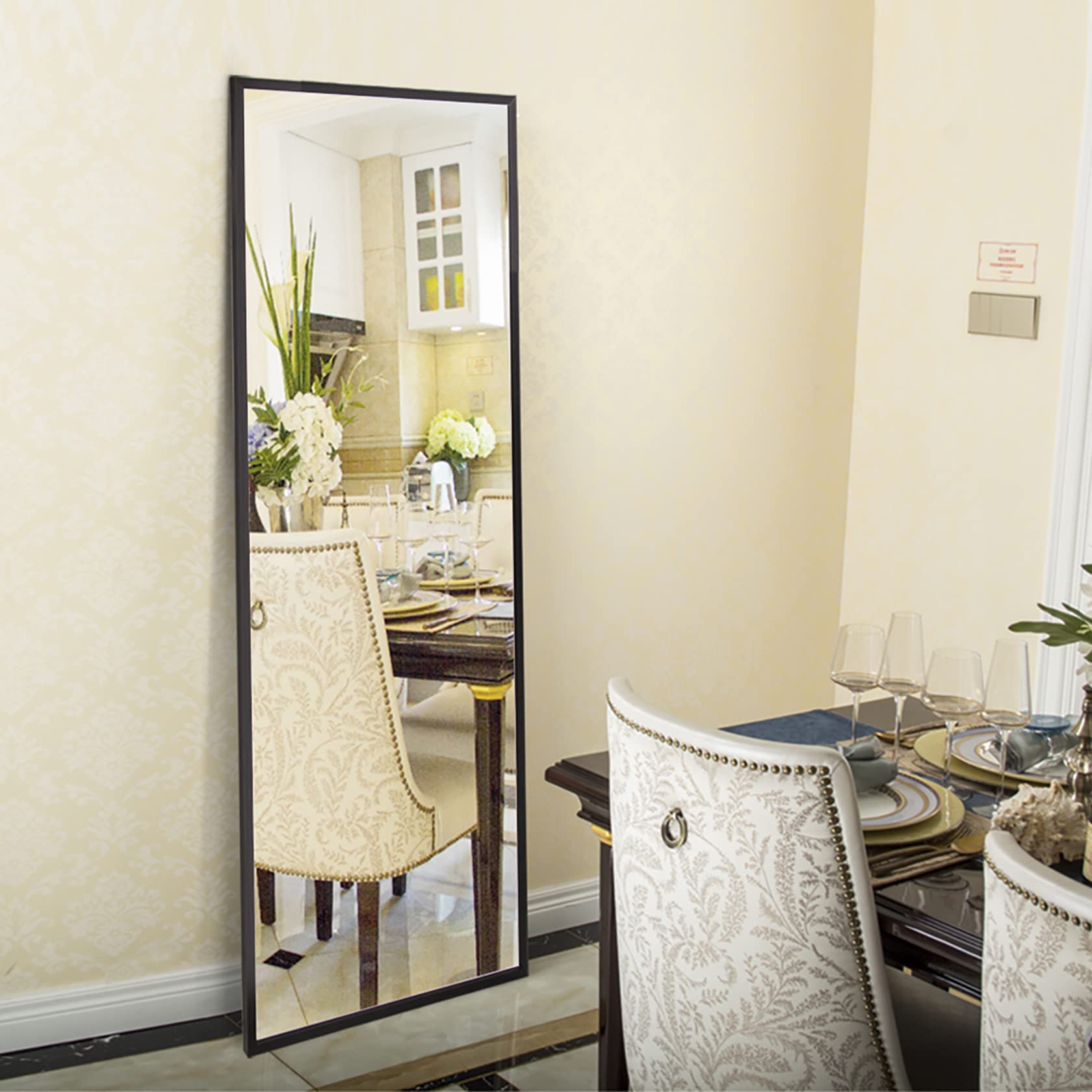 Espejo De Cuerpo Entero Con Ruedas | Ajustable Y Móvil | Blanco 155x40cm | Para Dormitorio, Sala O Tienda